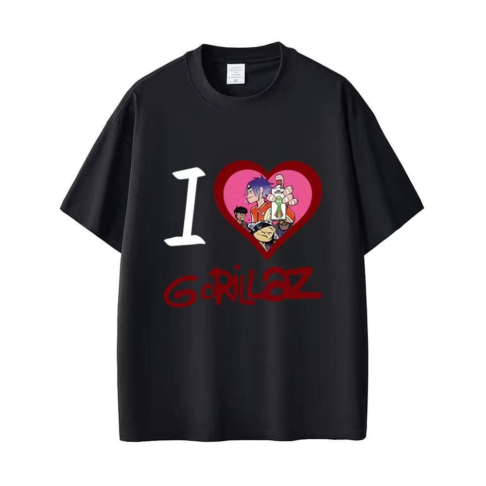 

I Love Gorillaz Graphic T-shirts Men Women Rock Punk Oversized Streetwear Men s Harajuku Retro Gothic Short Sleeve T Shirts T... 5XL