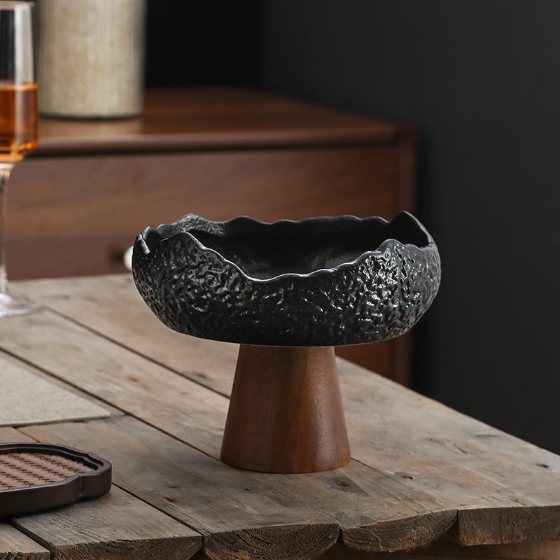 Creative Ceramic Fruit Salad Bowl High Foot Plate Western Dish Unique Shape Hotel Tableware