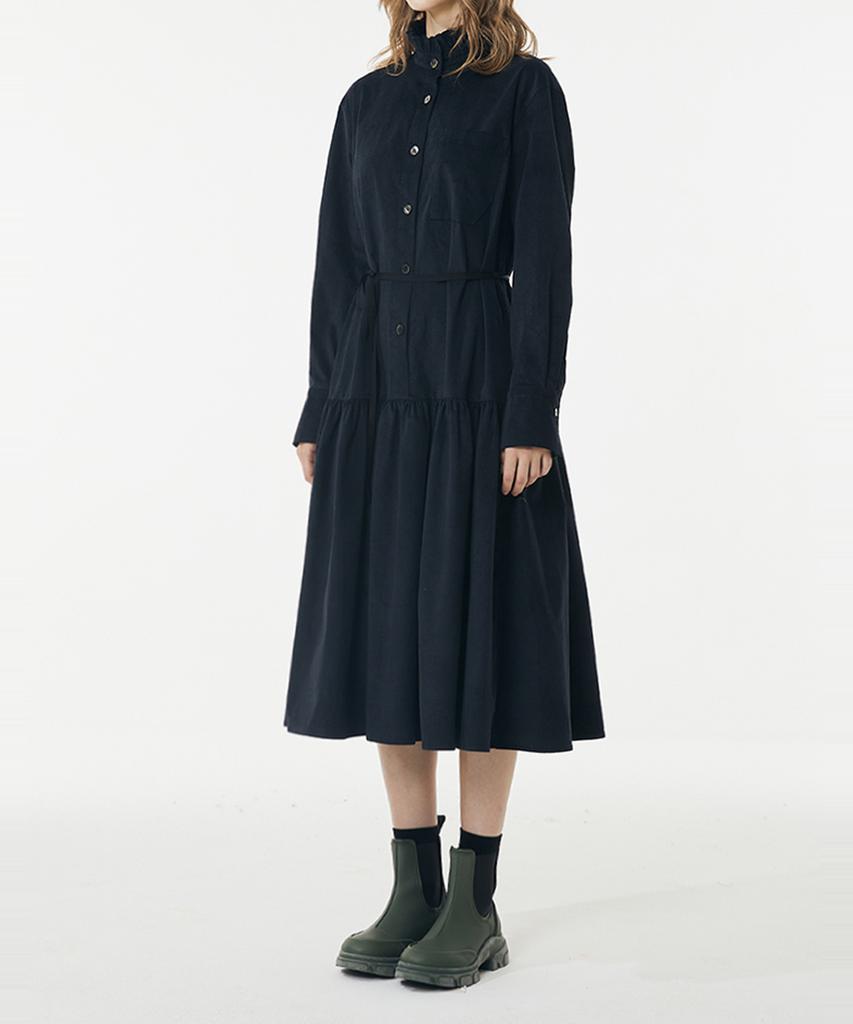 Boyeon Corduroy Belted Dress Navy 705
