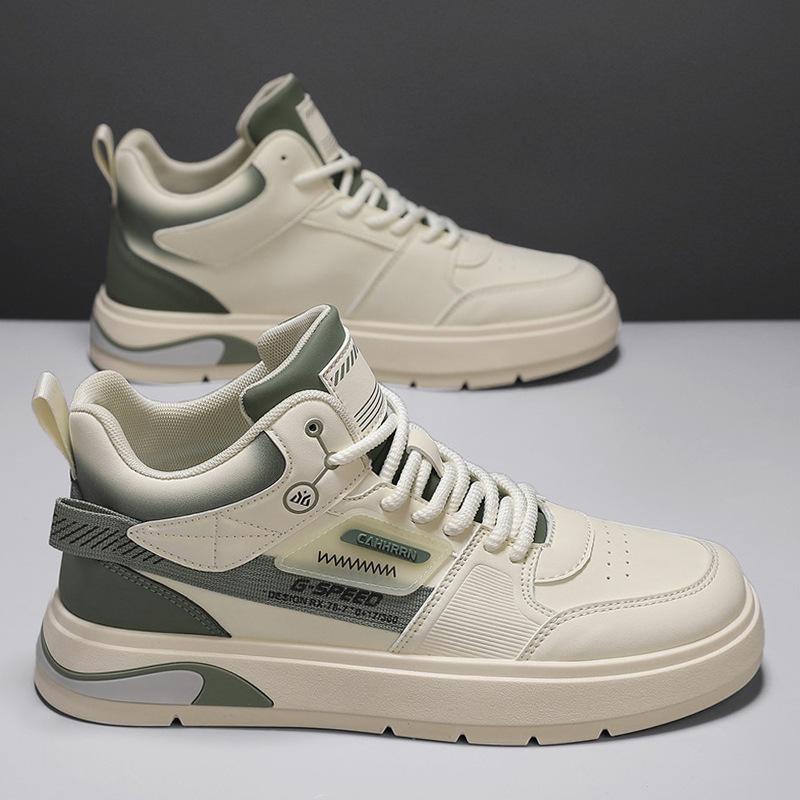 Fashion Shoes for Men Leather Casual Shoes Autumn Cool Flat Skateboard Shoes Youth Street Lace-up Sneaker