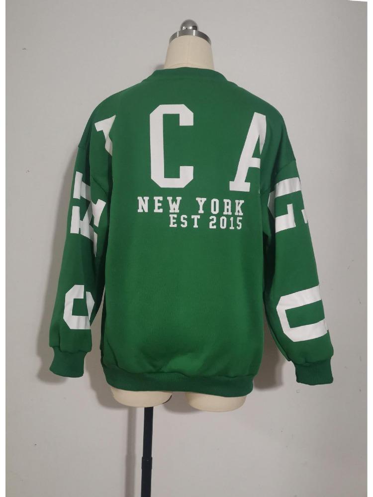 2023 Women's Loose Round Neck Casual Sweatshirt Thick Versatile Letter Print