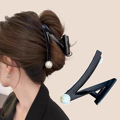 New Elegant "Z" Shape Pearl Hair Claw For Women Girls Sweet Hair Ornament Back Head Hair Holder Clip Fashion Hair Accessories