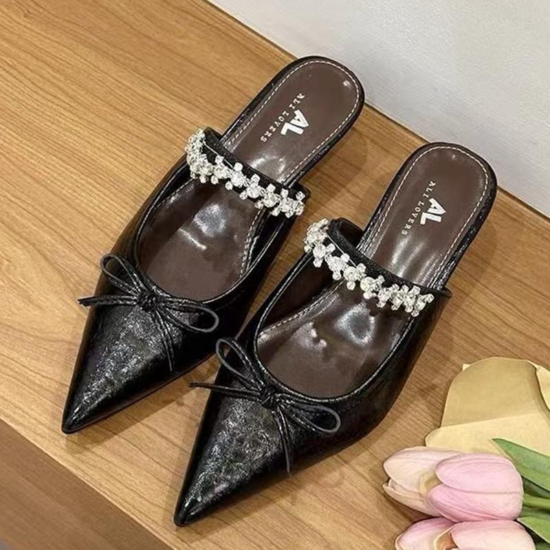 Fashion Wedges Woman Slippers Crystal Elegant Shoes Mid Heels Slingback Pumps Fashion Women Mules Shoes 2025 Summer Dress Mujer Zapatos