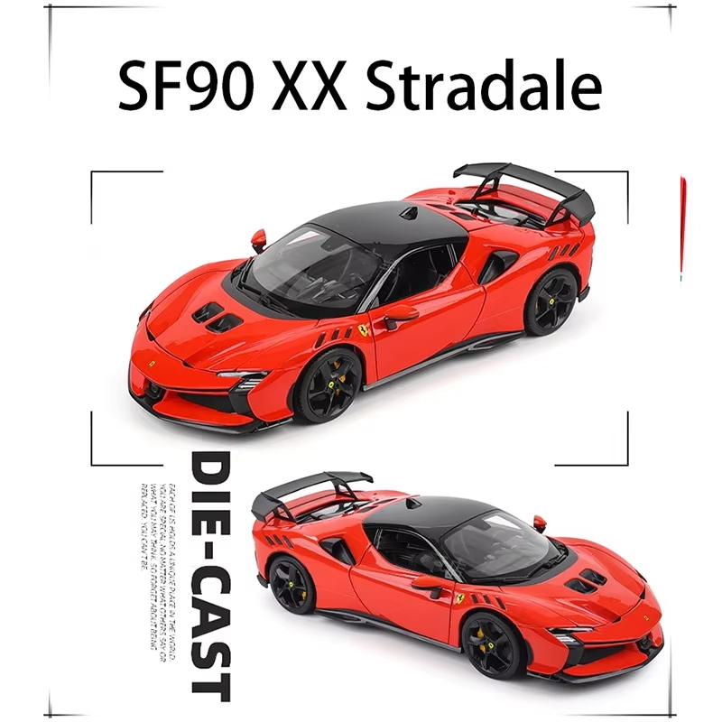 2026 Burago 1:18 Ferrari SF90XX Alloy Model Car Can Open All Replica for Collectors Racing Car Vehicle Model High Simulation Kids Toy Gift