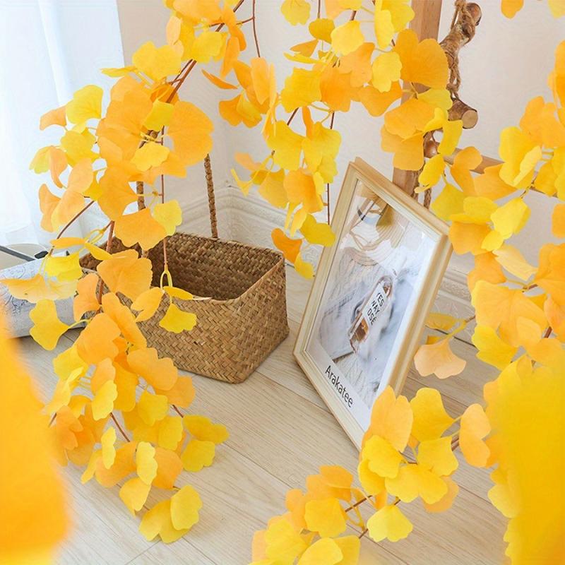 1 Stück Simulation Ginkgo-Blatt Zweig Kunststoff Seidenblume Gelb Haus Eingangsbereich Vase Dekoration