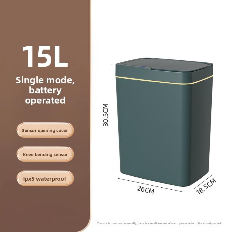 

Touch-free Smart Open Lid Trash Can Automatic Packaging Smart Trash Can Bathroom Gap Garbage Storage Bucket default