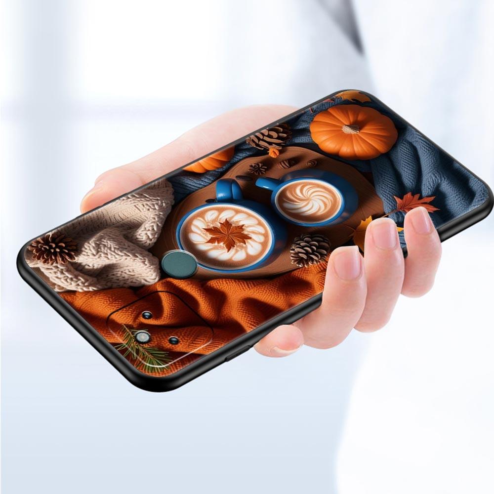 Pumpkin Autumn Leaves Coffee Phone Case Cover for Google Pixel 10 9 8 7 6 9A 8A 7A 6A Pro Shockproof Soft TPU 9 Pro XL Shell Bag