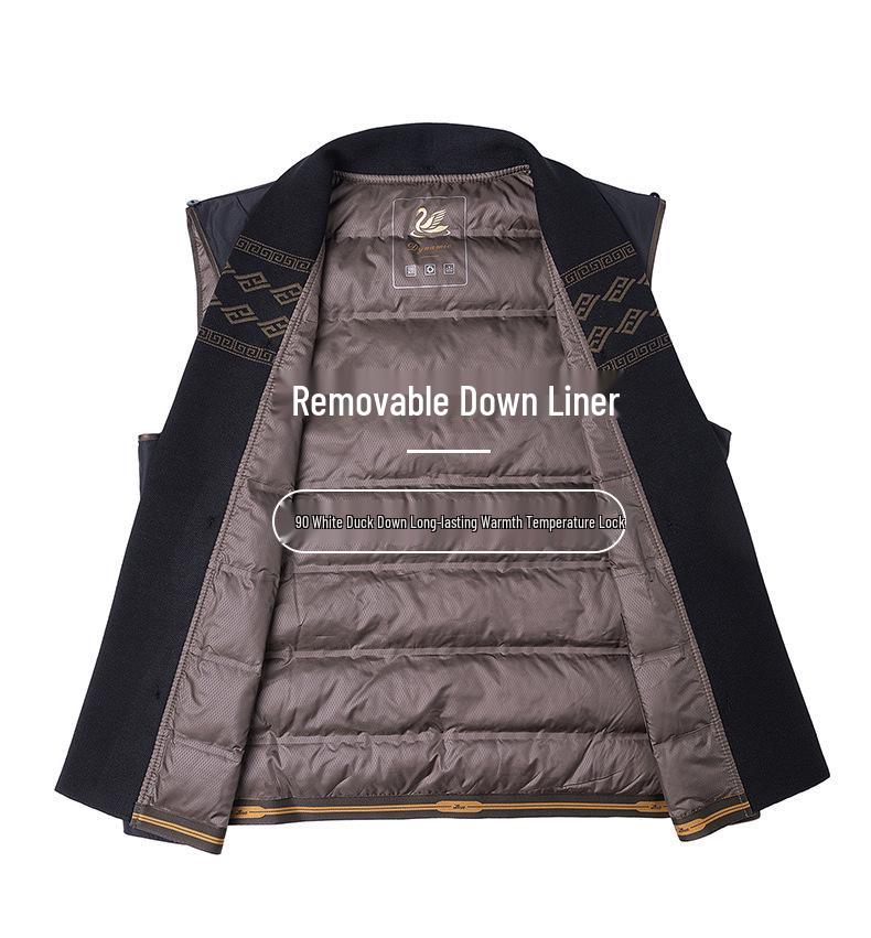 Men's Mid-Length Double-Faced Wool Coat - High-Quality, Warm, Single-Breasted Business Attire for Middle-Aged.