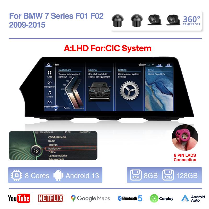 12.3" Car Multimedia Video Player For BMW 7 Series F01 F02 2009-2015 GPS Navigation Original CIC NBT System Carplay 4G 360Camera