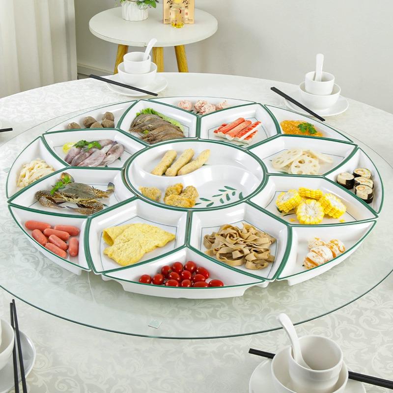Melamine Platter & Tableware Set: Bowl, Plate, and Dish Set for Hot Pot & New Year's Eve Dinner.