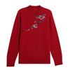 Elegant 100% Wool Embroidered Sweater - Women's Autumn/Winter Half-High Neck Top