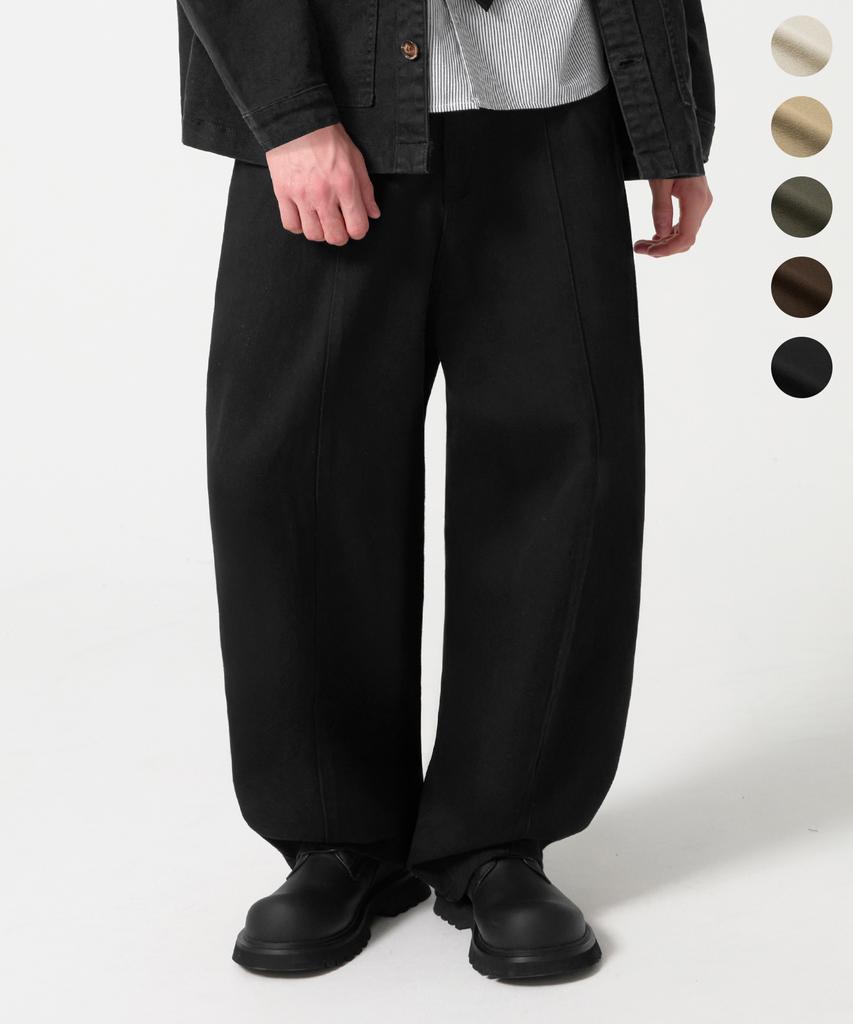 TRILLION [Special Feature] Curved Balloon Cut Cotton Pants_5 Colors