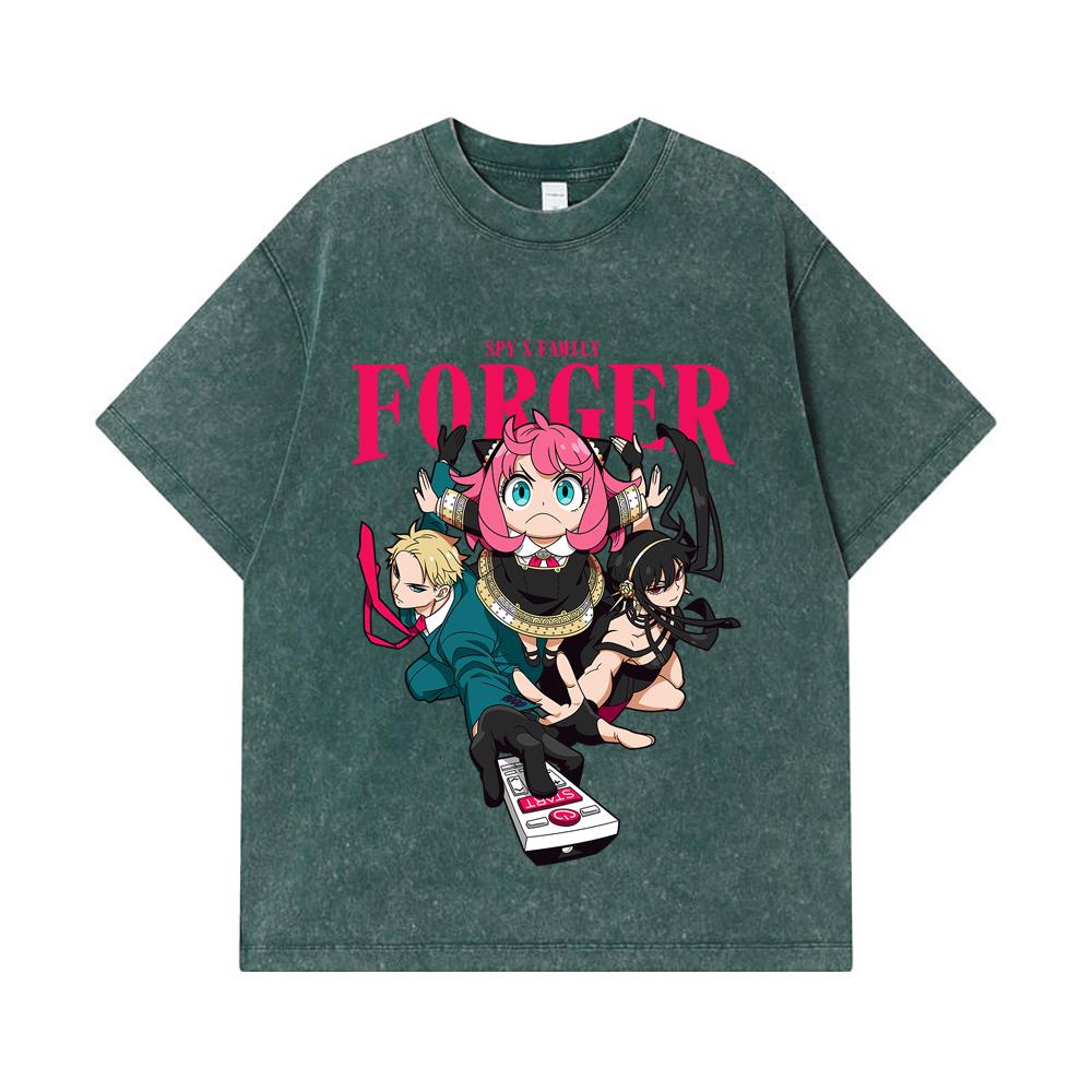 275 GSM Washed T-shirts 100% Cotton Spy X Family V1 Forger Print Unisex Heavy Cotton T Shirt
