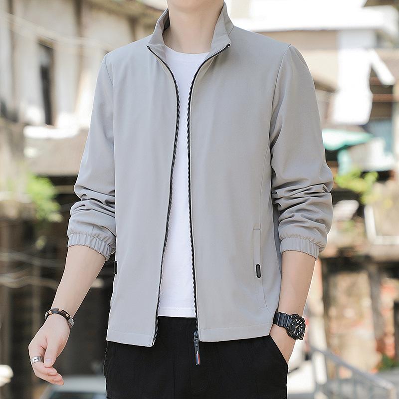 Chaqueta para Hombre Fina Otoño Color Sólido Tendencia Marca Uniforme de Béisbol para Hombre Top para Pareja Chaqueta Holgada