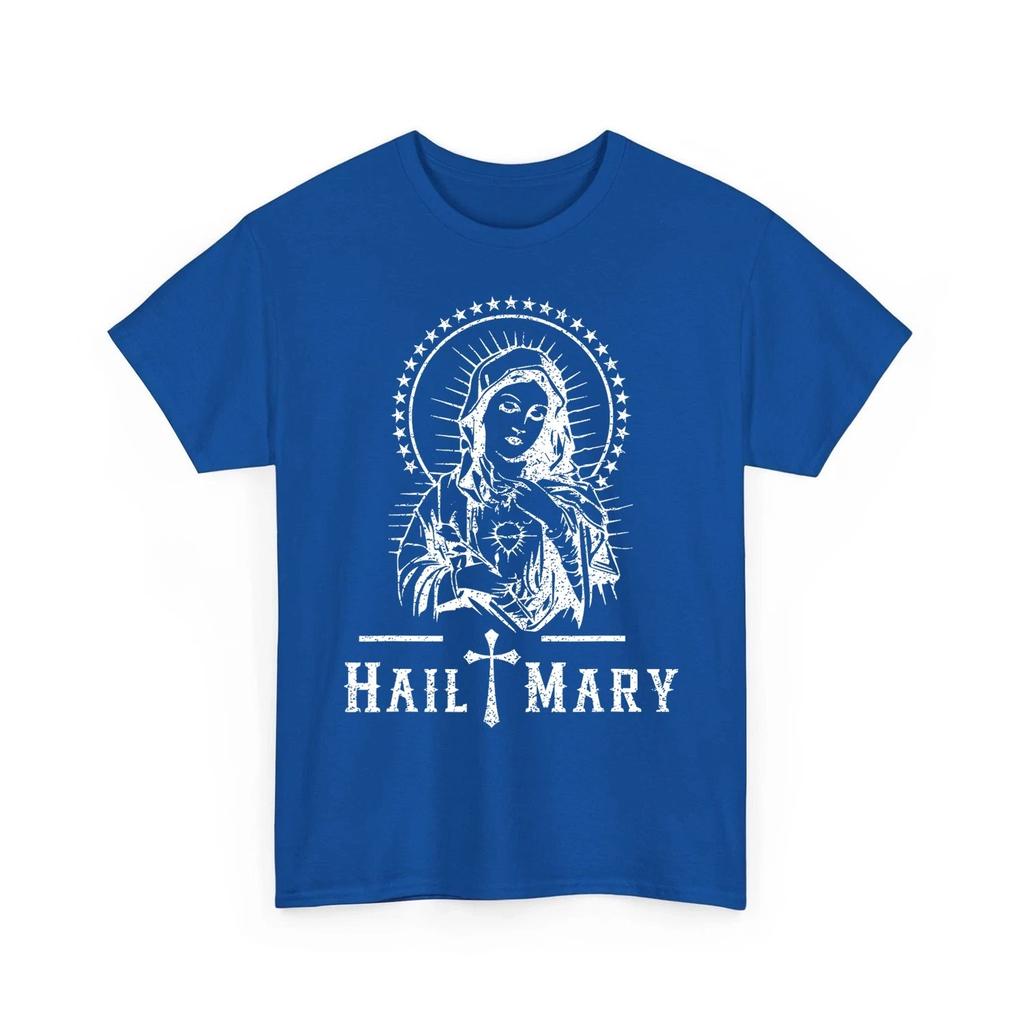 Hail Mary Prayer to Holy-Mary Mother Of-God Catholic Faith Unisex 100% Cotton T-shirt Mens Tees Top
