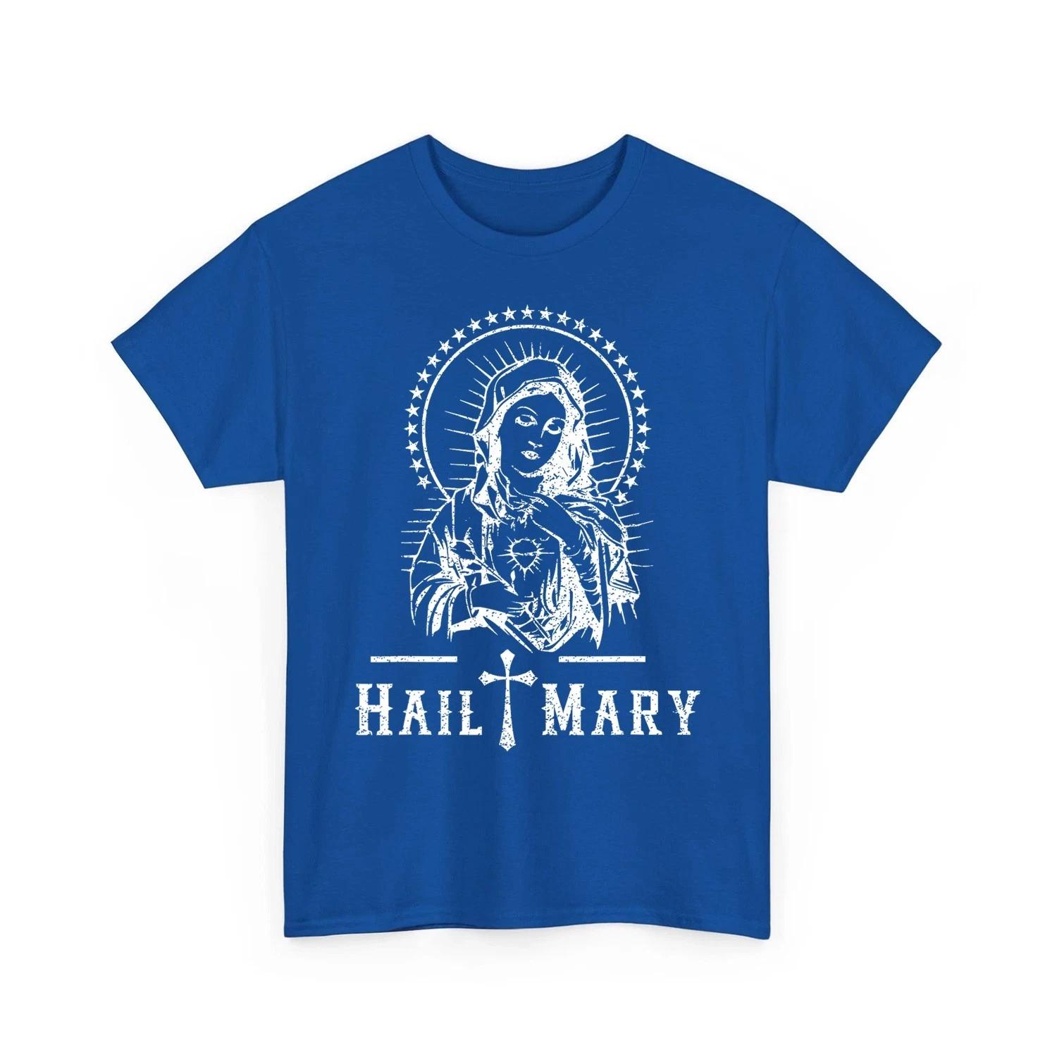 Hail Mary Prayer to Holy-Mary Mother Of-God Catholic Faith Unisex 100% Cotton T-shirt Mens Tees Top L