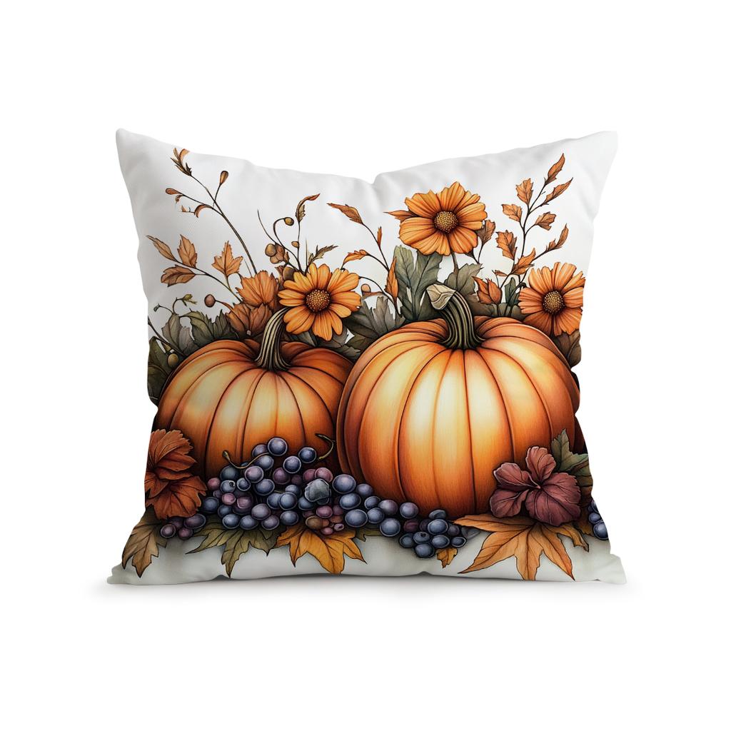 Autumn Flowers Pumpkin Pillowcase Printed Polyester 45X45Cm Throw Pillowcover Decorative Sofa Cushion Pillowslip Home Decor