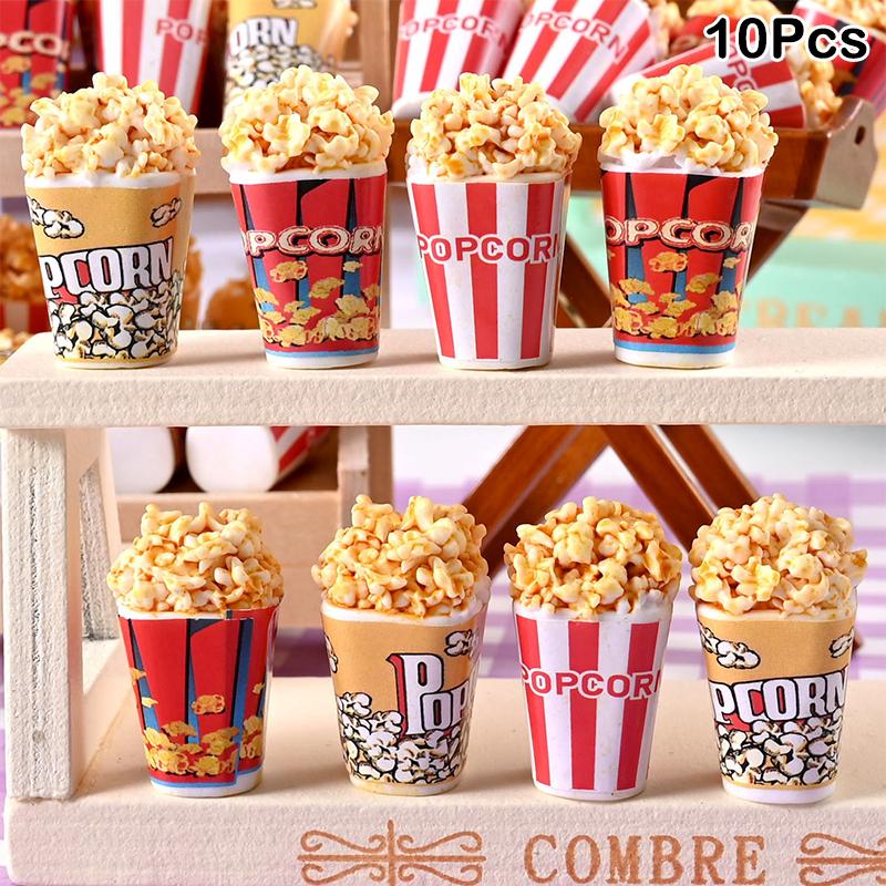 10Pcs 1:12 Dollhouse Miniature Simulation Bucket Popcorn Home Model Decor Toy Doll House Accessories