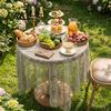 Spitzen-Tischdecke Tischdecke, Florale Tischabdeckung, Retro-Sägeblatt-Stoff mit hoher Dichte für Esstisch, Rustikale Hochzeitsfeier Brautparty Dekoration