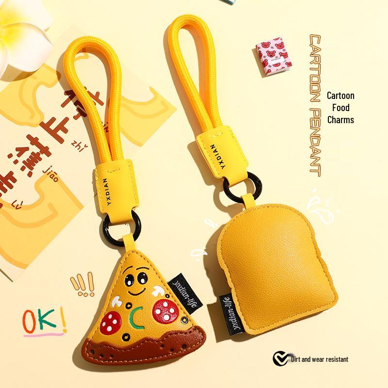 Gourmet Leather Burger Keychain - Cartoon Style Student Bag Charm and Unique Small Gift