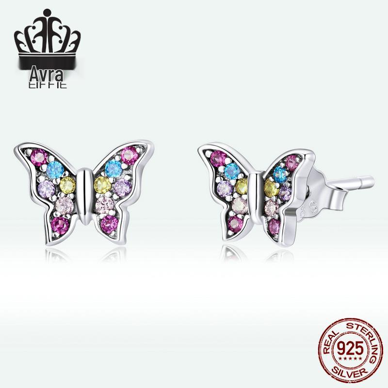 Everlove Dazzling Spider Stud Earrings In Sterling Silver with Colorful Zircon