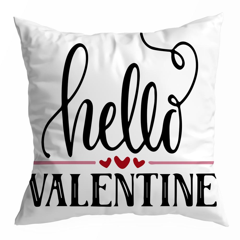 Valentine's Day Pillowcase, Peach Skin Velvet Heart Print Home Fabric Sofa Pillow, Car Waist and Back Cushion Cover
