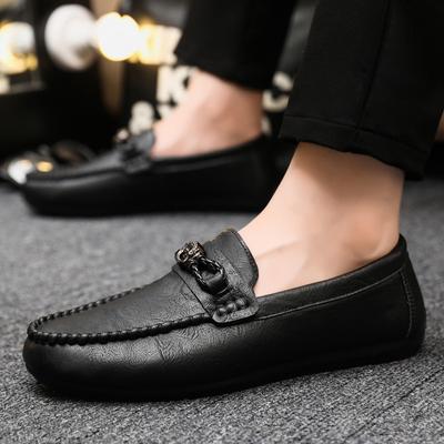 Men'S Love Doudou Shoes Men'S Work Casual Leather Shoes Black Business Fashion One Pedal Work Trend Shoes Driving