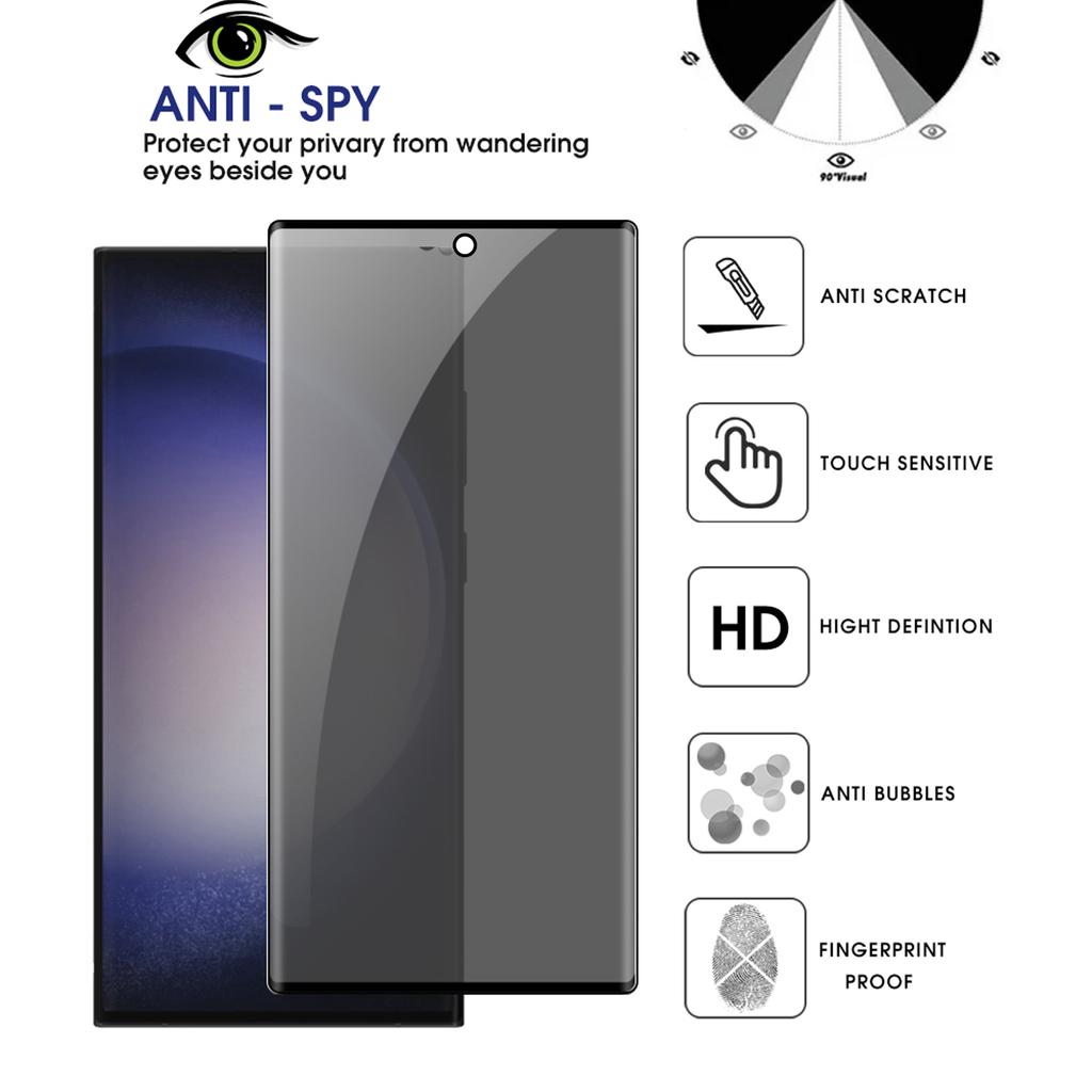 Easy To Install Tempered Glass Films for Samsung S25/S24/S23/S22 Series Anti-spy Privacy Screen Protectors for Samsung S25 Plus