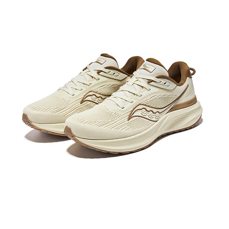 SAUCONY Fabric Cushioning, Wear Resistant Low Top Casual Running Shoes Unisex Beige Brown S28220-1