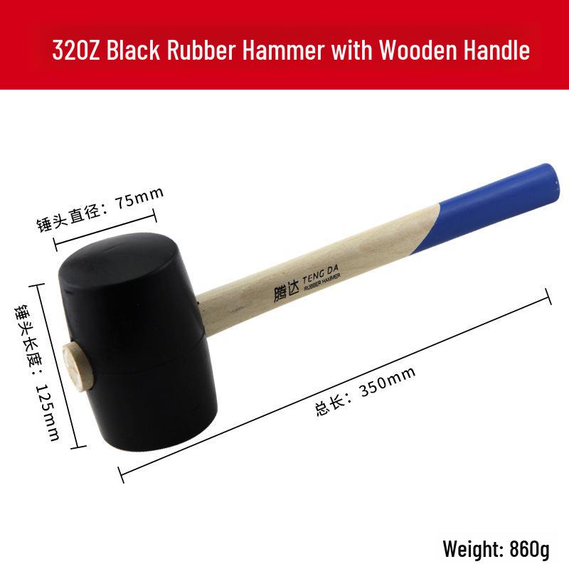 Tengda Solid Wood Handle Rubber Hammer for Tile Installation and Decoration