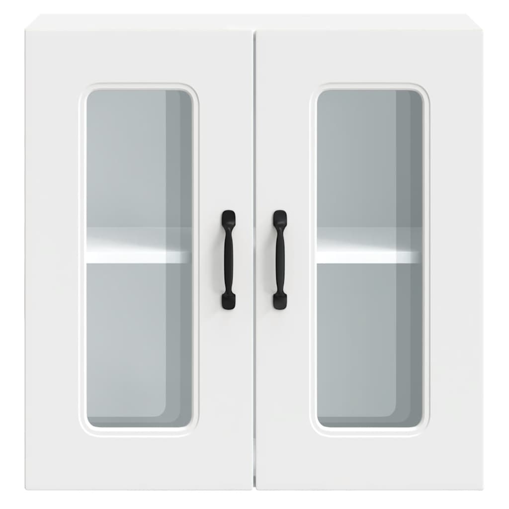 Kitchen Wall Cabinet with Glass Doors, Squid, White