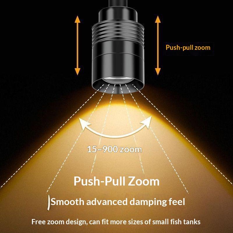 1 ks Zoomovatelná LED lampa pro akvárium 3W Jihoamerické akvarijní bodové světlo pro Aquascape dekorace Bodové osvětlení