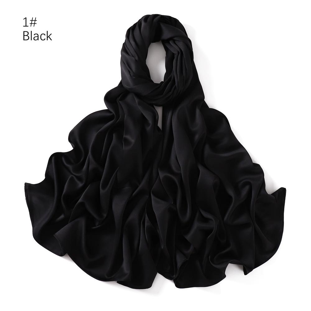 New Luxury Medine Silk Scarf For Women Muslim Plain Hijab Long Shawls Big Size Headscarf Wraps Islamic Turban Headband Bandana
