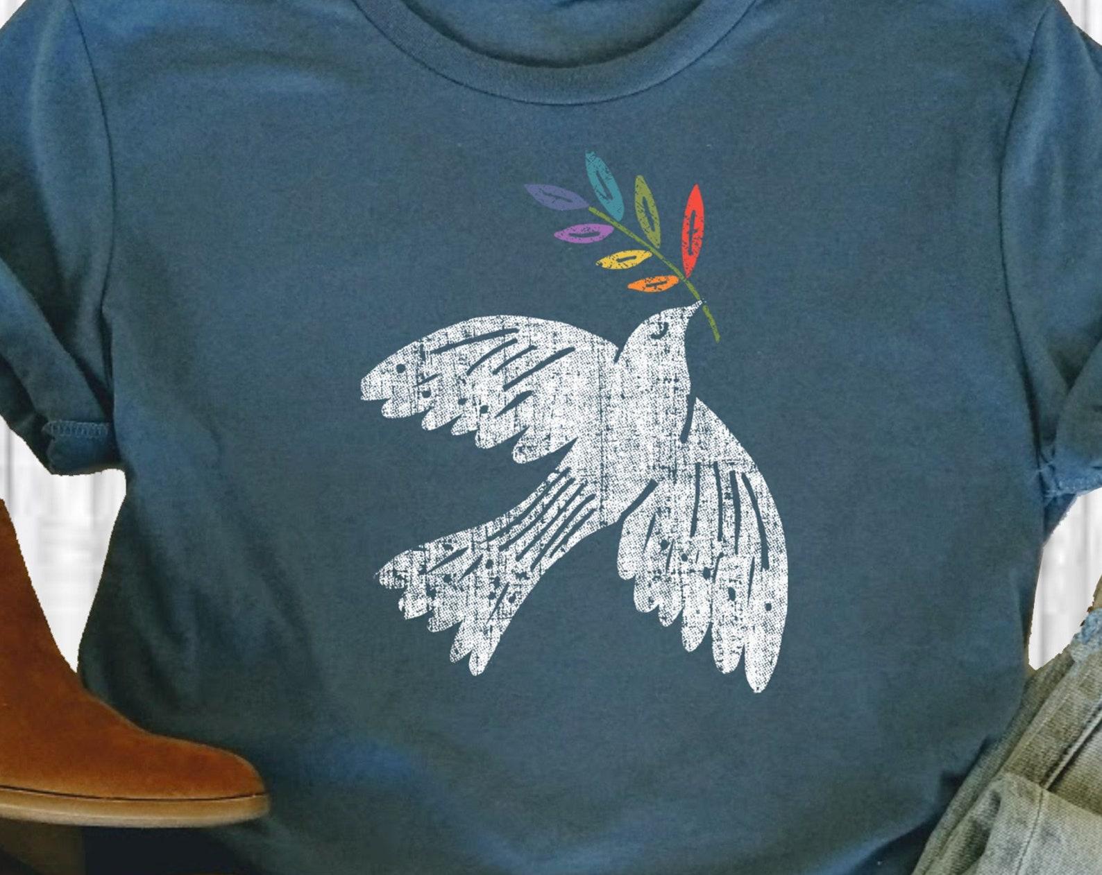 Peace Dove T-Shirt: Women s Boho Graphic Tee, cotton S-4X, freedom, love L