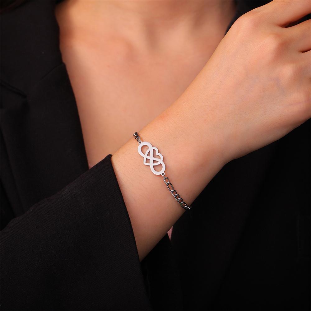 My Shape Infinity Symbol Charms Bracelets Women Stainless Steel Gold Color Figaro Chain Heart Love Pendants Kpop Fashion Jewelry