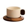 Elegant Handcrafted Ceramic Tea Cup With Wooden Base Terracotta Mug For Coffee Lover And Unique Decoration Enthusiasts 85AD