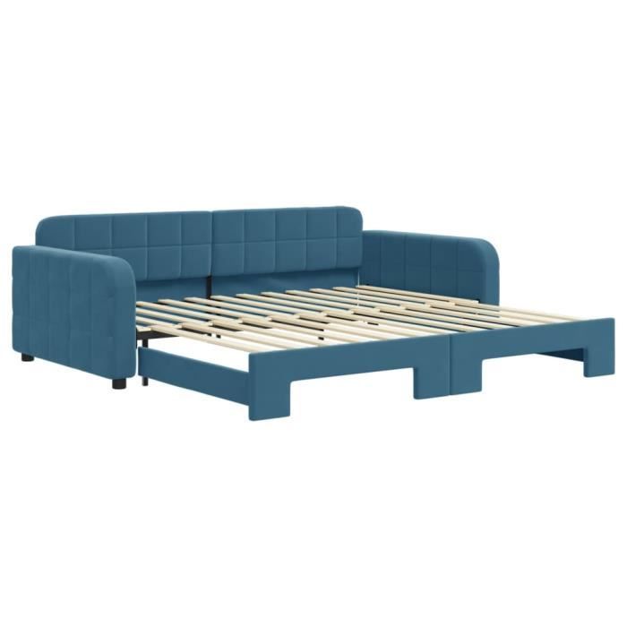 VidaXL Daybed with Pull-out Bed Blue 100x200 Cm Velvet 3196935