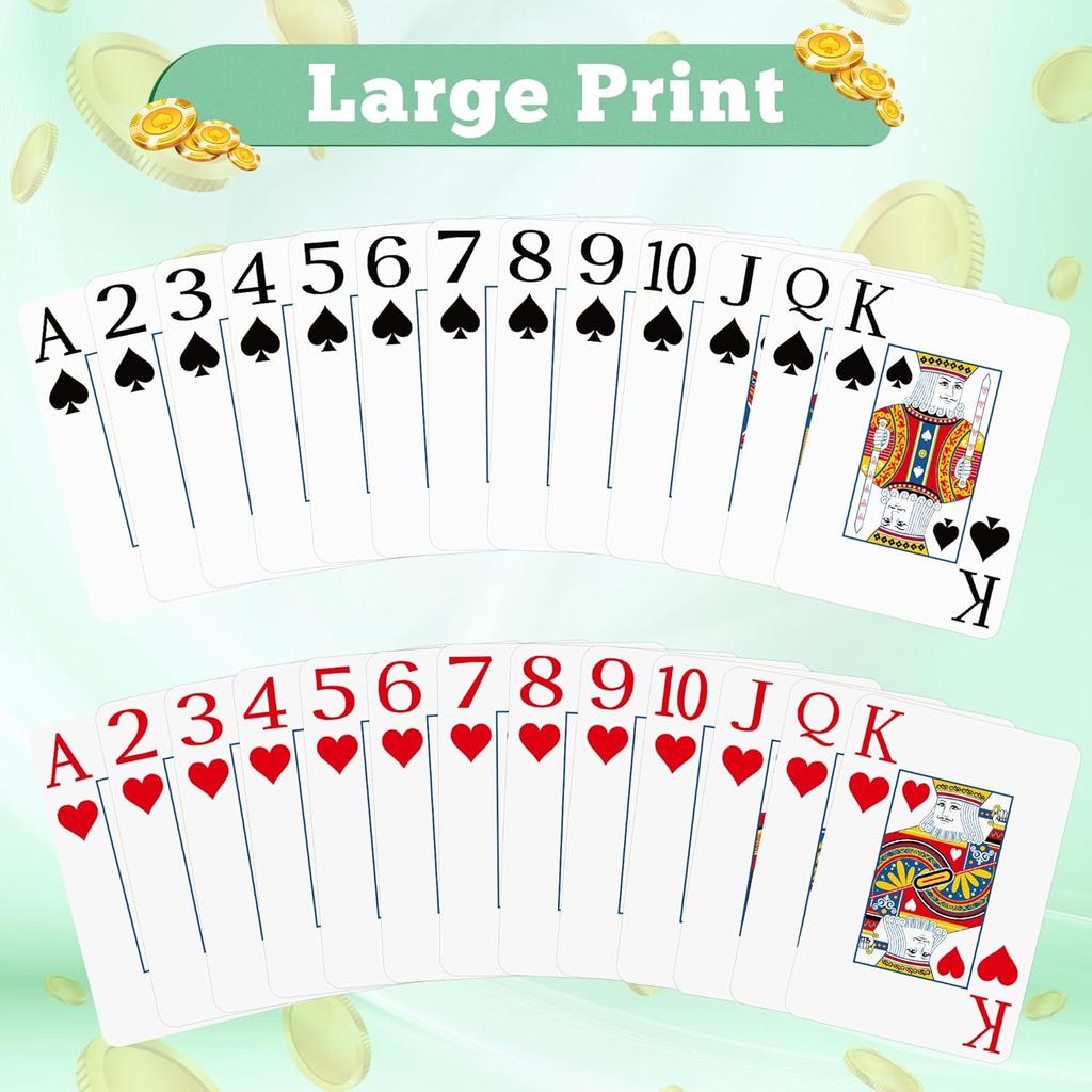 2 Pack Playing Cards | Large Print Playing Cards | Easy to Shuffle, Premium Poker Cards for Card Games Family Game Night Table M