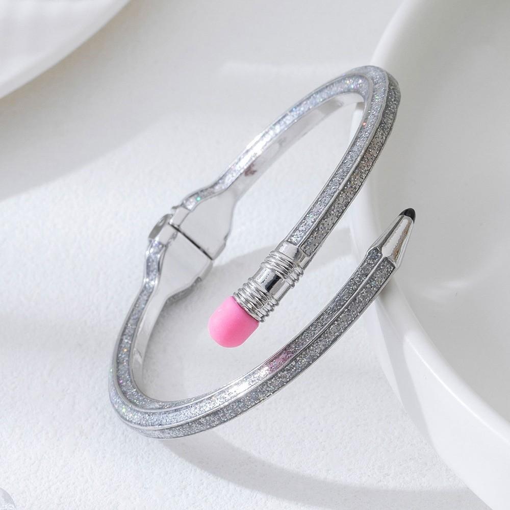 

Shiny Glitter Cross Enamel Bracelet Trendy Fashion Cuff Bracelet Stylish Pencil Bangle Festival сірий