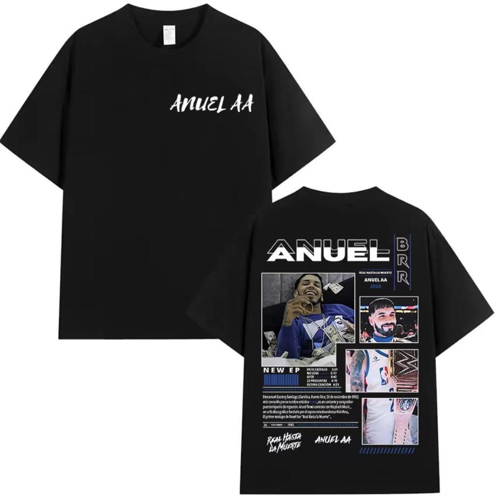 Rap Singer Anuel AA Real Hasta La Muerte Tour 2026 New Album Summer Unisexs Womens Hip Hop Gothic Tshirt Cotton Unisexs Tshirt