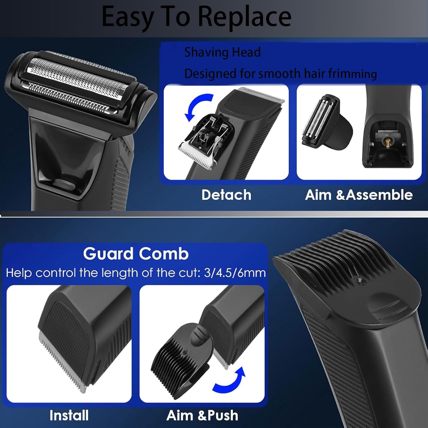 Триммер для яиц для мужчин - 2-в-1 триммер для тела и паха с двойными керамическими лезвиями, водонепроницаемый IPX7, бритье без порезов, дорожная блокировка и светодиодный дисплей -