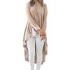 Women's  Long-sleeved Casual O-neck Pullover Irregular Hem Solid Color Lace Dres