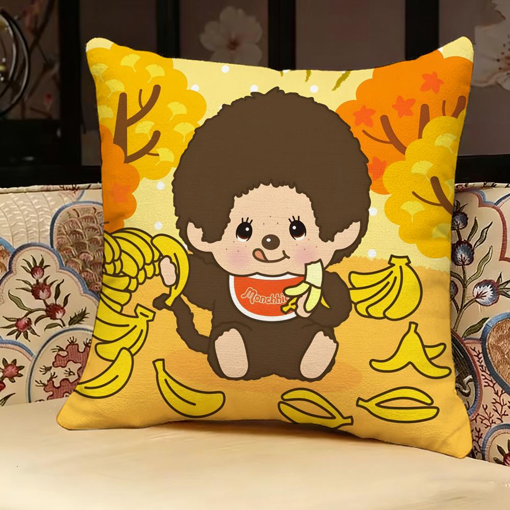 M-Monchhichi Cute Pillow Case Pillowcase, Double-Sided Printed, Sofa Cushion, Bedroom Headboard Pillow