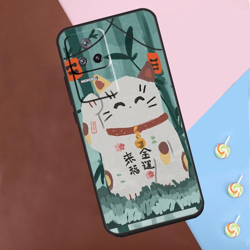 Lucky Cat Maneki Neko Japanese Case For Xiaomi 13 14 13T Pro 11T 12T 12 Lite POCO X6 Pro X3 X4 X5 M6 Pro M5s F3 F5 Cover