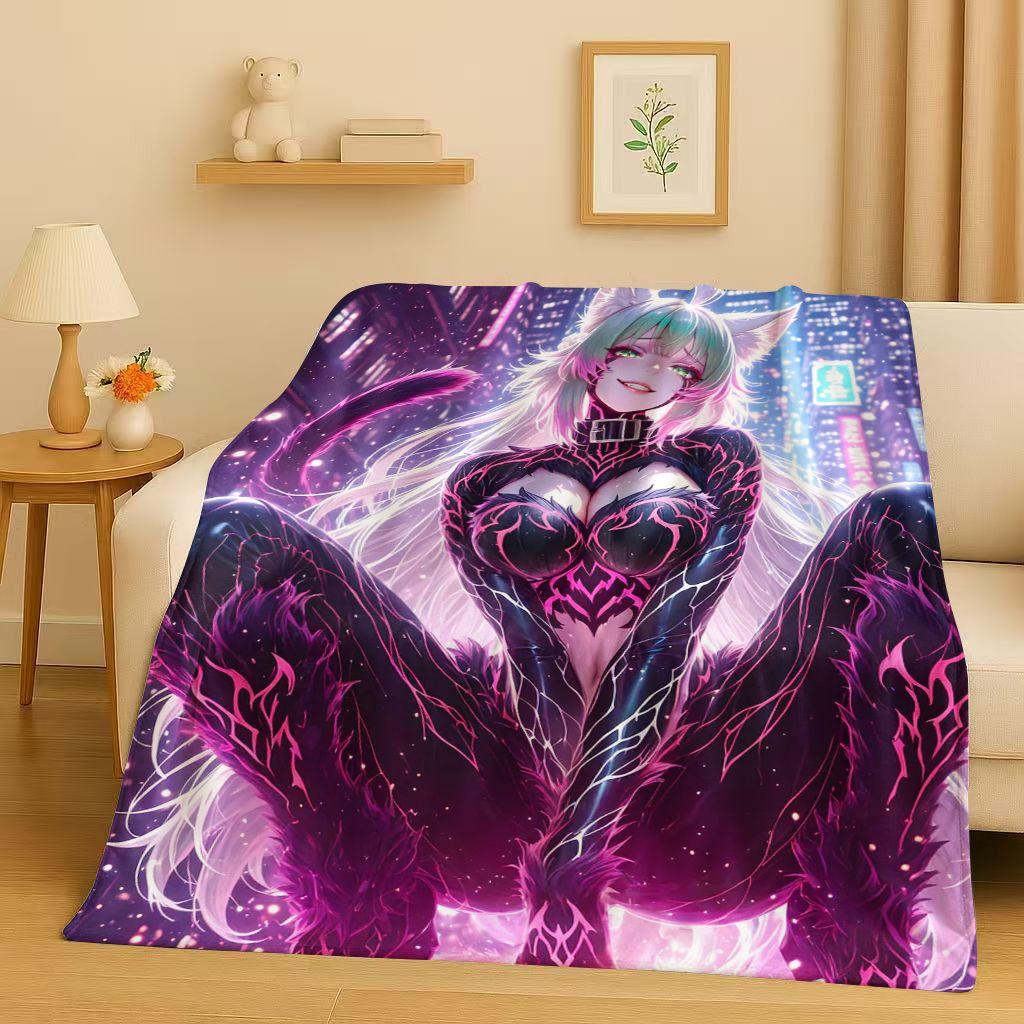 26 Style Sexy Bikini Girls Cartoon Anime Characters Flannel Blanket,Soft Plush Throw for Home Bedroom Bed Sofa Cover Trave Gift