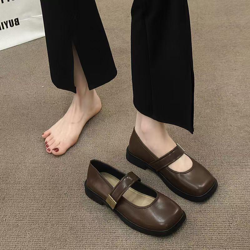 

Новые модные ретро туфли Мэри Джейн на плоской подошве с квадратным носком 40 темно-коричневого