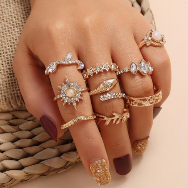 Matching Rings For Women Anillos Mujer Gold Ring Set Bagues Anillo Bohemian Jewellery Slytherin Accessories Couple Gift Sygnety