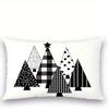 1PCS Christmas Tree Pattern Pillowcases: Black & White Festive Decor Sofa bed cushion cover, New Year home decoration