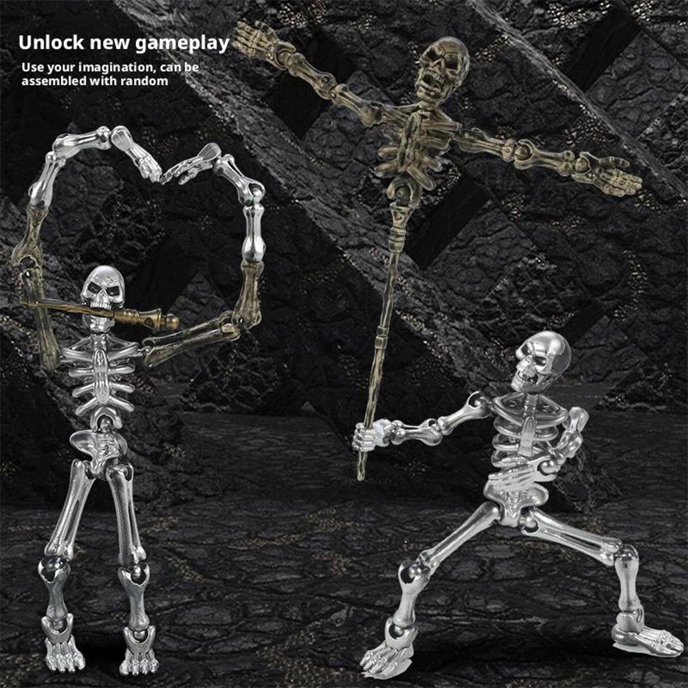 Medieval Doll Warrior Toys DIY Movable Joint Doll Figurine Skeleton Halloween Decorations Toys Skull Mini Gift Stress-relie D5W0