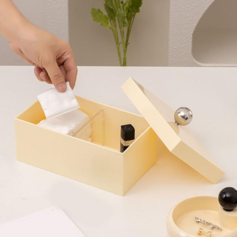 Stylish Ball Handle Lid Design Storage Container With Dividers Multipurpose Dustproof Box For Home And Office Use